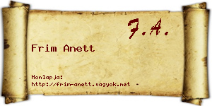 Frim Anett névjegykártya